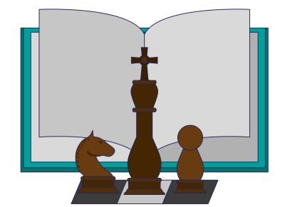 Book open with chess pieces cartoon vector illustration graphic design